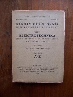 Strojnický slovník, díl I. Elektrotechnika